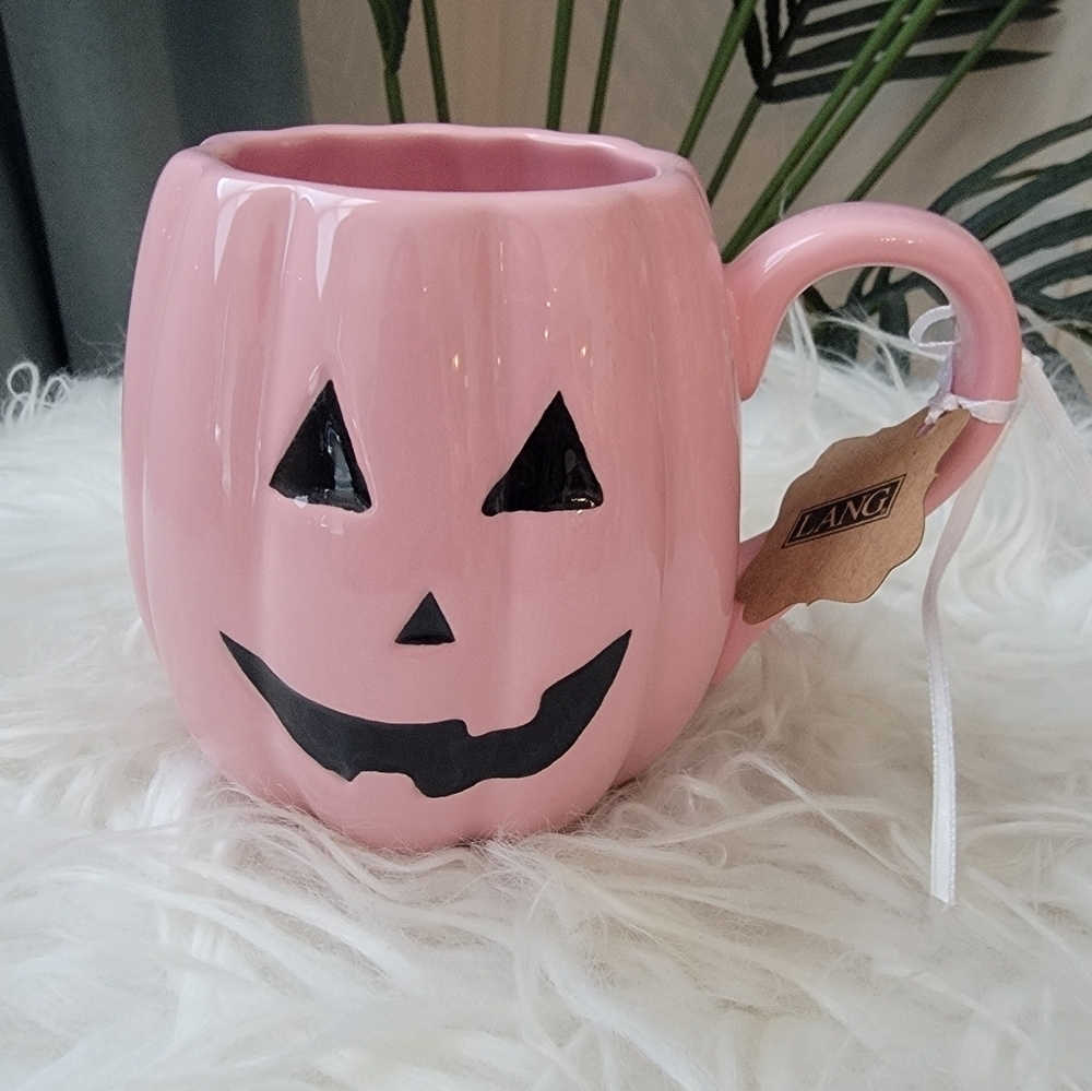 🎃 NWT Lang Pink Pumpkin Halloween Coffee Mug! 🎃